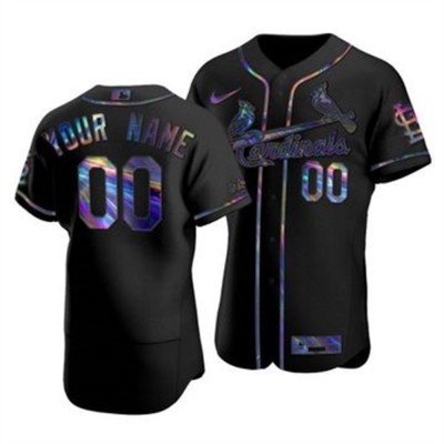 St. Louis Cardinals Custom Men's Nike Iridescent Holographic Collection MLB Jersey Black